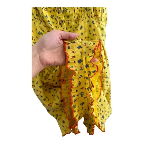 Urban Outfitters Yellow Linen Floral and Butterfly Print Short Romper // Medium - Picture 5 of 7